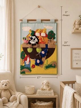 Pockets Of Learning  Noahs Ark Cloth Felt Wall Hanging With Removable Animals
